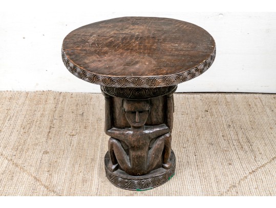 African Tribal Carved Table 