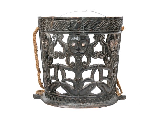 Carved Tribal Wooden Demilune Object