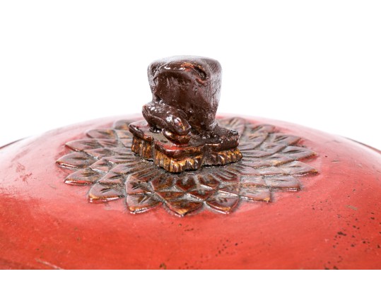 South Asian Carved, Lacquered And Gilt Box