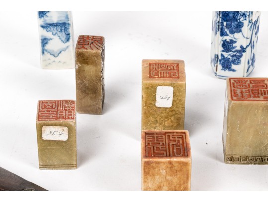 Large Collection Of Chinese Stone Chops And Seals With Other Items