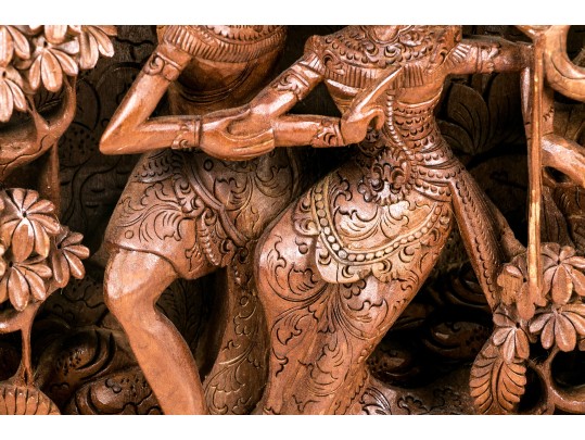 Carved Thai Wooden Panel