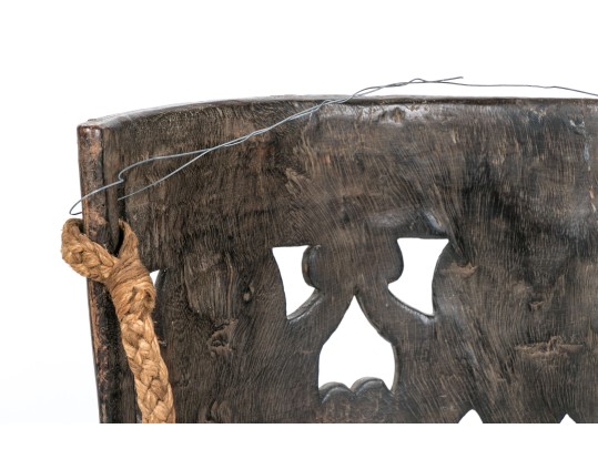 Carved Tribal Wooden Demilune Object