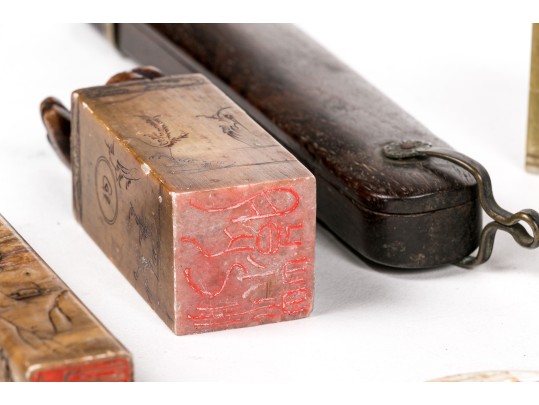 Large Collection Of Chinese Stone Chops And Seals With Other Items