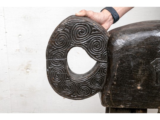 Antique African Tribal Large Scale Sculpture- Figure On Horseback