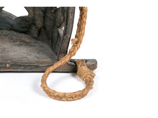 Carved Tribal Wooden Demilune Object