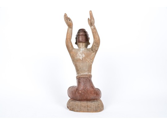 Asian Carved And Painted Wood Figure