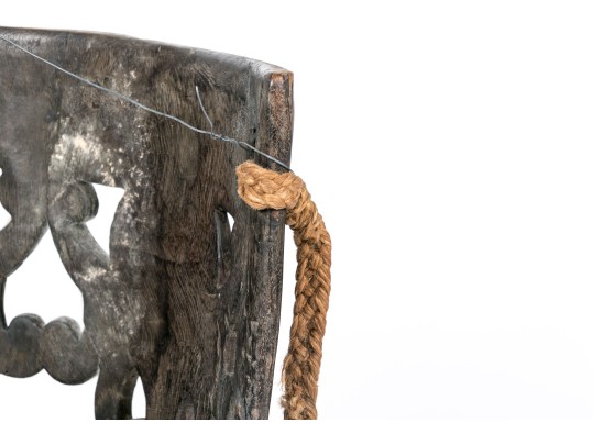 Carved Tribal Wooden Demilune Object