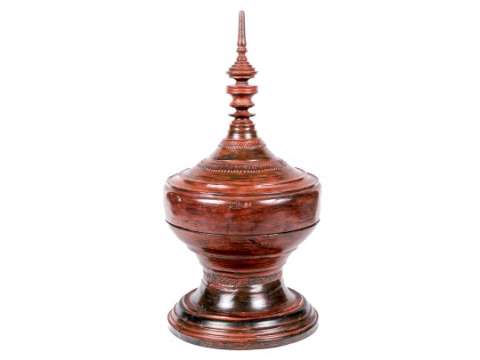 Tall South Asian Red Lacquered Box