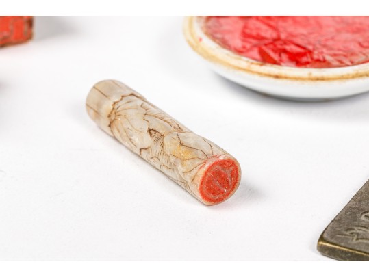 Large Collection Of Chinese Stone Chops And Seals With Other Items