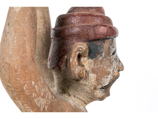 Asian Carved And Painted Wood Figure