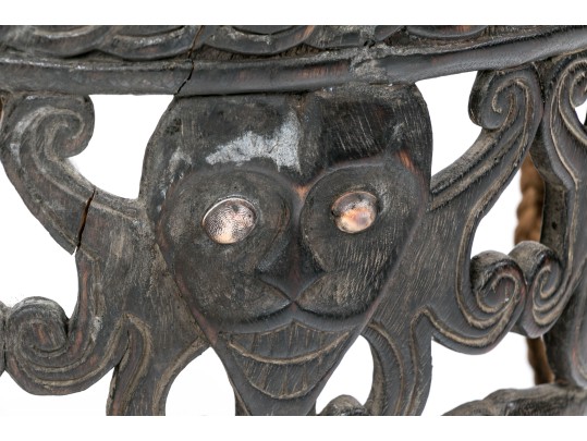 Carved Tribal Wooden Demilune Object