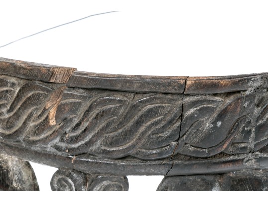 Carved Tribal Wooden Demilune Object