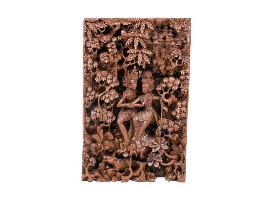 Carved Thai Wooden Panel