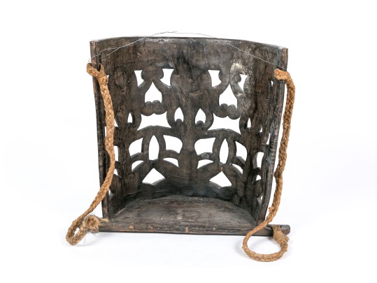 Carved Tribal Wooden Demilune Object