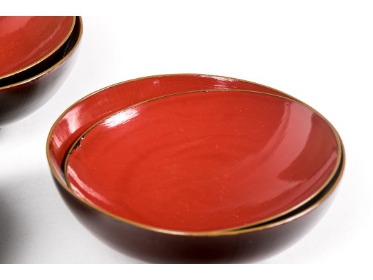 Collection Of Asian Lacquered Bowls, Boxed