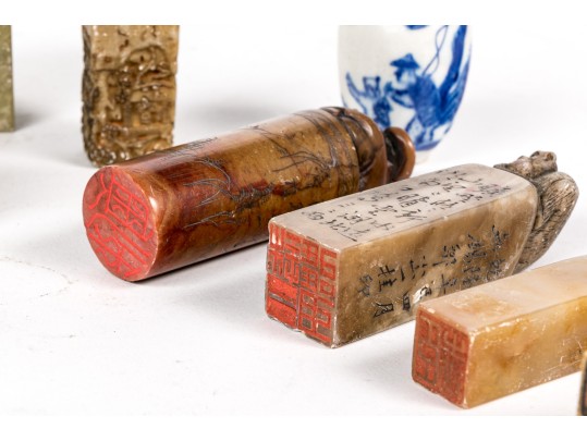Large Collection Of Chinese Stone Chops And Seals With Other Items