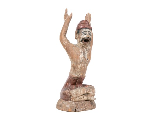 Asian Carved And Painted Wood Figure