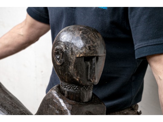 Antique African Tribal Large Scale Sculpture- Figure On Horseback