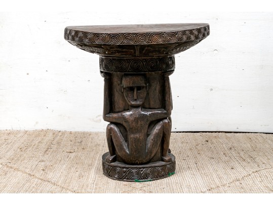 African Tribal Carved Table 