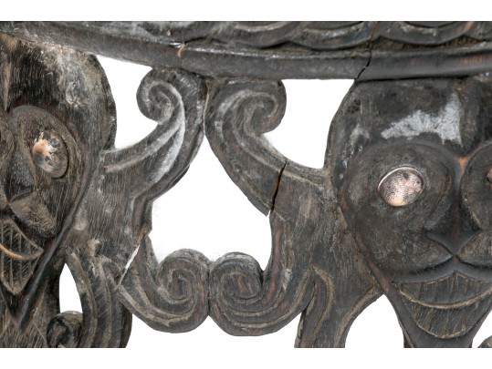 Carved Tribal Wooden Demilune Object