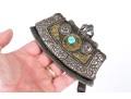 Antique Central Asian Silver And Gilt Decorated Leather Purse