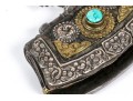 Antique Central Asian Silver And Gilt Decorated Leather Purse