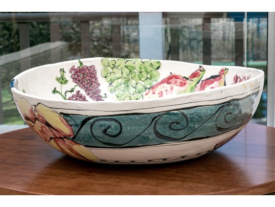 Large Italian Hand Painted Fruit Bowl