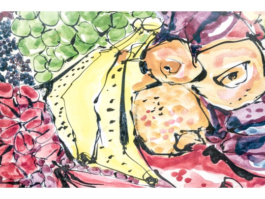 Large Italian Hand Painted Fruit Bowl