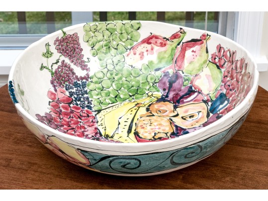 Large Italian Hand Painted Fruit Bowl