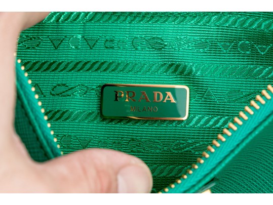 Prada Green Leather Clutch / Purse, Re-Edition Leather Mini Bag