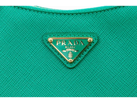 Prada Green Leather Clutch / Purse, Re-Edition Leather Mini Bag