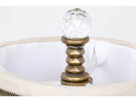 Pair Of Cut Crystal And Brass Table Lamps 