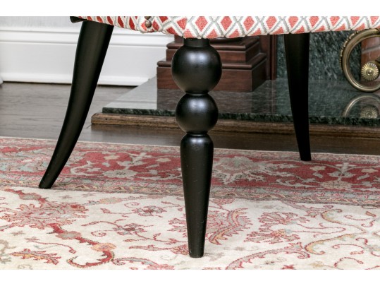 Divine Pair Of Upholstered Armchairs With Brass Tack Nailhead Trim