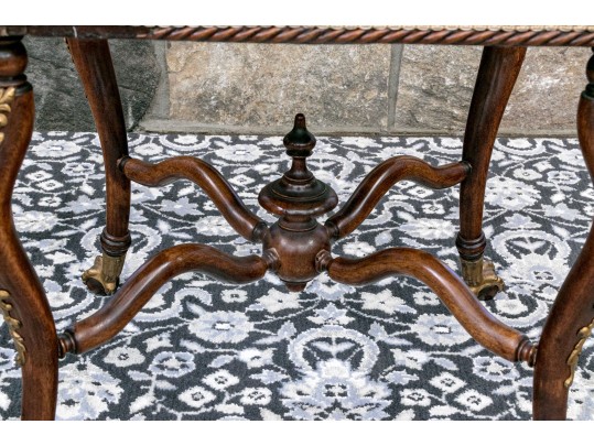 Louis XVI Style Brass Mounted, Upholstered Stool / Ottoman