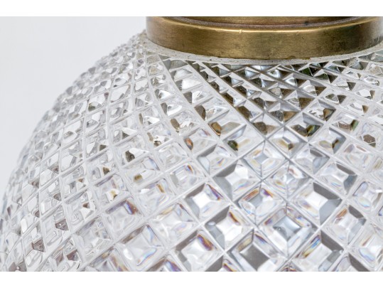 Pair Of Cut Crystal And Brass Table Lamps 