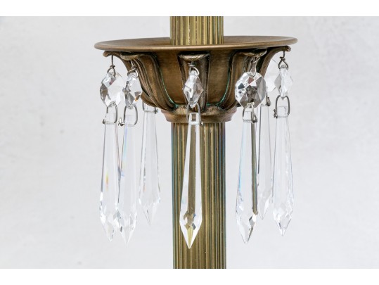 Pair Of Cut Crystal And Brass Table Lamps 