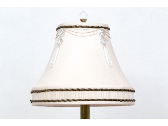 Pair Of Cut Crystal And Brass Table Lamps 