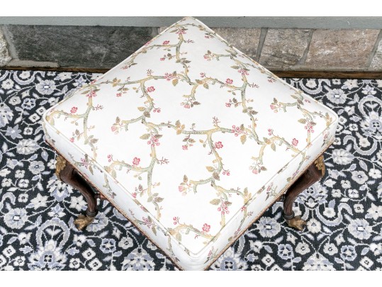 Louis XVI Style Brass Mounted, Upholstered Stool / Ottoman