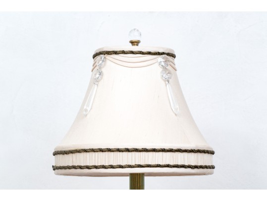 Pair Of Cut Crystal And Brass Table Lamps 