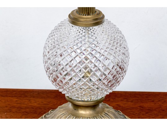 Pair Of Cut Crystal And Brass Table Lamps 