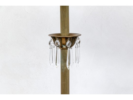 Pair Of Cut Crystal And Brass Table Lamps 
