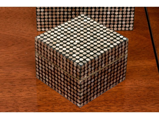 Group Of Decorative Boxes With Mother Of Pearl Inlay