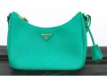 Prada Green Leather Clutch / Purse, Re-Edition Leather Mini Bag