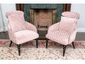 Divine Pair Of Upholstered Armchairs With Brass Tack Nailhead Trim