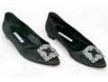 Manolo Blahnik Velvet Kitten Heels With Iconic Crystal Brooch