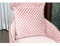 Divine Pair Of Upholstered Armchairs With Brass Tack Nailhead Trim