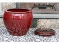 Chinese Sang De Boeuf Glazed Ceramic Jardiniere On Stand