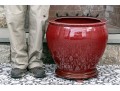Chinese Sang De Boeuf Glazed Ceramic Jardiniere On Stand