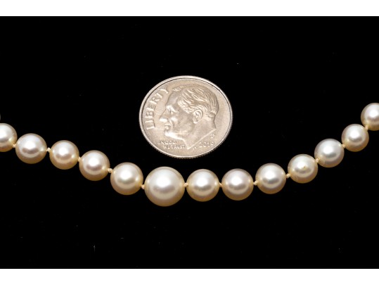 Vintage Graduated Cultured 3mm To 7mm Cultured Pearl Necklace, 14k Clasp