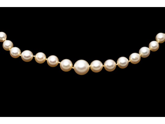 Vintage Graduated Cultured 3mm To 7mm Cultured Pearl Necklace, 14k Clasp